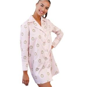 Toss Designs Press For Champagne Pink Cotton Nightshirt Pajama S/M Lounge Chic